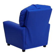 Load image into Gallery viewer, Contemporary Blue Vinyl Kids Recliner with Cup Holder
