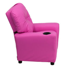 Load image into Gallery viewer, Contemporary Hot Pink Vinyl Kids Recliner with Cup Holder
