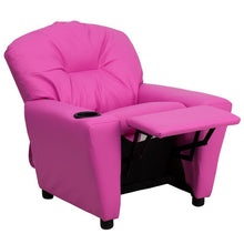 Load image into Gallery viewer, Contemporary Hot Pink Vinyl Kids Recliner with Cup Holder
