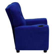 Load image into Gallery viewer, Contemporary Blue Microfiber Kids Recliner with Cup Holder
