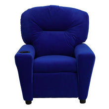 Load image into Gallery viewer, Contemporary Blue Microfiber Kids Recliner with Cup Holder

