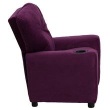 Load image into Gallery viewer, Contemporary Purple Microfiber Kids Recliner with Cup Holder
