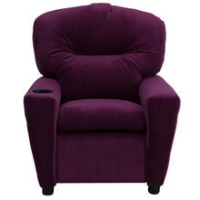Load image into Gallery viewer, Contemporary Purple Microfiber Kids Recliner with Cup Holder

