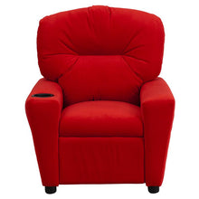 Load image into Gallery viewer, Contemporary Red Microfiber Kids Recliner with Cup Holder
