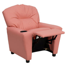Load image into Gallery viewer, Contemporary Pink Vinyl Kids Recliner with Cup Holder
