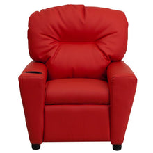 Load image into Gallery viewer, Contemporary Red Vinyl Kids Recliner with Cup Holder
