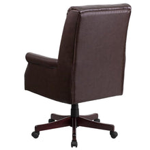 Load image into Gallery viewer, High Back Pillow Back Brown LeatherSoft Executive Swivel Office Chair with Arms
