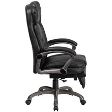 Load image into Gallery viewer, High Back Black Executive Swivel Office Chair with Outer Lumbar Cushion and Arms
