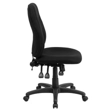 Load image into Gallery viewer, Mid-Back Black Fabric Multifunction Swivel Ergonomic Task Office Chair
