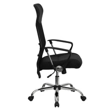 Load image into Gallery viewer, High Back Black Leather and Mesh Swivel Task Office Chair with Arms
