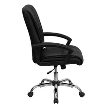 Load image into Gallery viewer, Mid-Back Black LeatherSoft Swivel Manager's Office Chair with Arms
