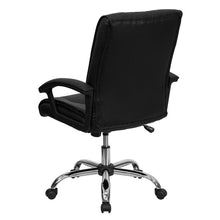 Load image into Gallery viewer, Mid-Back Black LeatherSoft Swivel Manager's Office Chair with Arms
