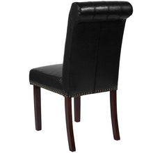 Load image into Gallery viewer, Black Parsons Chair with Rolled Back, Accent Nail Trim and Walnut Finish
