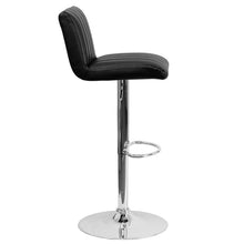 Load image into Gallery viewer, Black Vinyl Adjustable Height Barstool with Vertical Stitch Back/Seat
