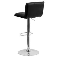 Load image into Gallery viewer, Black Vinyl Adjustable Height Barstool with Vertical Stitch Back/Seat
