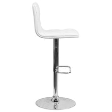 Load image into Gallery viewer, Button Tufted White Vinyl Adjustable Height Barstool with Chrome Base
