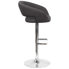 Load image into Gallery viewer, Charcoal Fabric Adjustable Height Barstool with Rounded Mid-Back and Chrome Base
