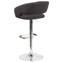 Load image into Gallery viewer, Charcoal Fabric Adjustable Height Barstool with Rounded Mid-Back and Chrome Base

