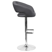 Load image into Gallery viewer, Gray Vinyl Adjustable Height Barstool with Rounded Mid-Back and Chrome Base
