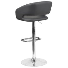 Load image into Gallery viewer, Gray Vinyl Adjustable Height Barstool with Rounded Mid-Back and Chrome Base
