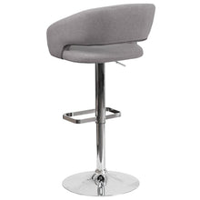 Load image into Gallery viewer, Gray Fabric Adjustable Height Barstool with Rounded Mid-Back and Chrome Base
