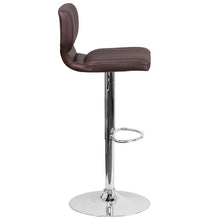 Load image into Gallery viewer, Brown Vinyl Adjustable Height Barstool with Vertical Stitch Back and Chrome Base
