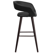 Load image into Gallery viewer, 29'' High Contemporary Cappuccino Wood Barstool in Black Vinyl
