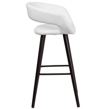 Load image into Gallery viewer, 29'' High Contemporary Cappuccino Wood Barstool in White Vinyl
