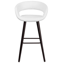 Load image into Gallery viewer, 29'' High Contemporary Cappuccino Wood Barstool in White Vinyl
