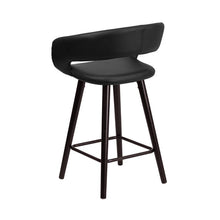 Load image into Gallery viewer, 23.75'' High Contemporary Cappuccino Wood Counter Height Stool in Black Vinyl
