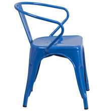 Load image into Gallery viewer, Commercial Grade Blue Metal Indoor-Outdoor Chair with Arms
