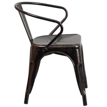 Load image into Gallery viewer, Commercial Grade Black-Antique Gold Metal Indoor-Outdoor Chair with Arms
