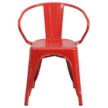 Load image into Gallery viewer, Commercial Grade Red Metal Indoor-Outdoor Chair with Arms
