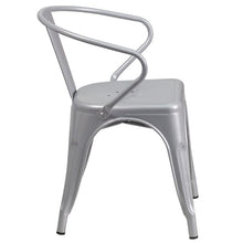 Load image into Gallery viewer, Commercial Grade Silver Metal Indoor-Outdoor Chair with Arms
