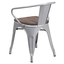 Load image into Gallery viewer, Silver Metal Chair with Wood Seat and Arms
