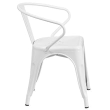 Load image into Gallery viewer, Commercial Grade White Metal Indoor-Outdoor Chair with Arms
