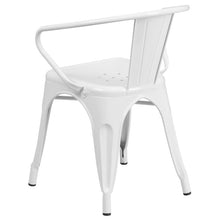 Load image into Gallery viewer, Commercial Grade White Metal Indoor-Outdoor Chair with Arms
