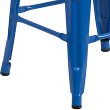 Load image into Gallery viewer, 24" High Backless Blue Metal Counter Height Stool with Square Wood Seat
