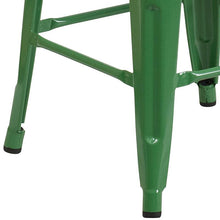 Load image into Gallery viewer, 24" High Backless Green Metal Counter Height Stool with Square Wood Seat
