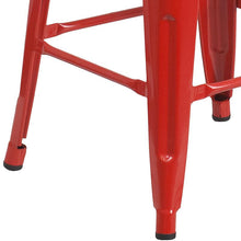 Load image into Gallery viewer, 24&quot; High Backless Red Metal Counter Height Stool with Square Wood Seat
