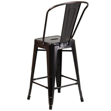 Load image into Gallery viewer, 24" High Black-Antique Gold Metal Indoor-Counter Height Stool
