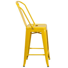 Load image into Gallery viewer, 24" High Yellow Metal Indoor-Outdoor Counter Height Stool with Removable Back
