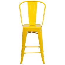 Load image into Gallery viewer, 24" High Yellow Metal Indoor-Outdoor Counter Height Stool with Removable Back
