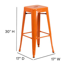 Load image into Gallery viewer, 30" High Backless Orange Metal Indoor-Outdoor Barstool with Square Seat
