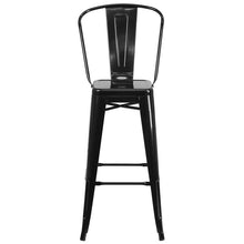 Load image into Gallery viewer, 30" High Black Metal Indoor-Outdoor Barstool with Removable Back
