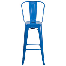 Load image into Gallery viewer, 30" High Blue Metal Indoor-Outdoor Barstool with Removable Back
