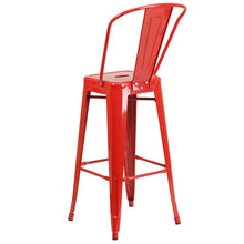 Load image into Gallery viewer, 30" High Red Metal Indoor-Outdoor Barstool with Removable Back
