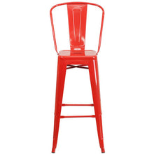 Load image into Gallery viewer, 30" High Red Metal Indoor-Outdoor Barstool with Removable Back
