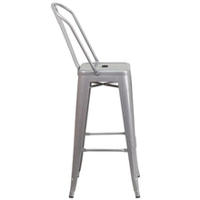 Load image into Gallery viewer, 30" High Silver Metal Indoor-Outdoor Barstool with Removable Back

