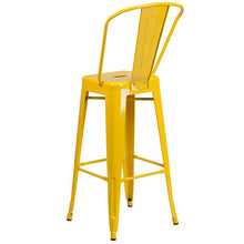 Load image into Gallery viewer, 30" High Yellow Metal Indoor-Outdoor Barstool with Removable Back
